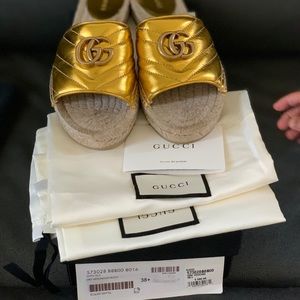 SOLD****Gucci Women's Metallic Leather Espadriles